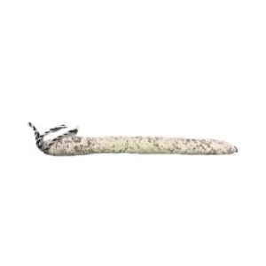Fuet Aluju entero, curado y cubierto de moho blanco natural, con cuerda en un extremo para colgar, sobre fondo claro, que resalta su textura artesanal y forma alargada.